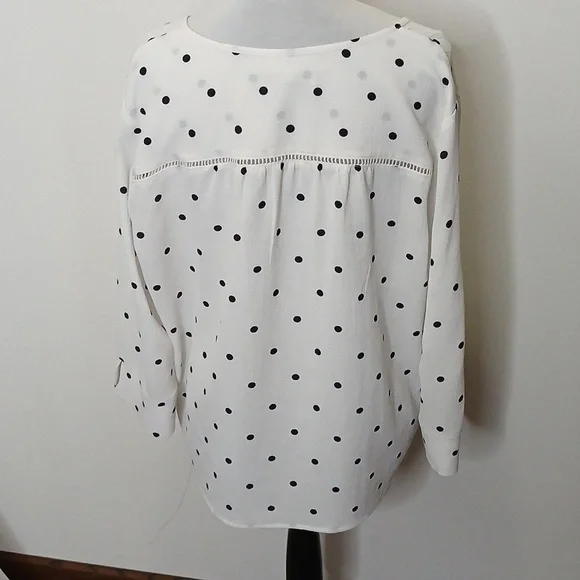Fever women's slit collar polka dot quarter sleeve blouse size large - Picture 4 of 13